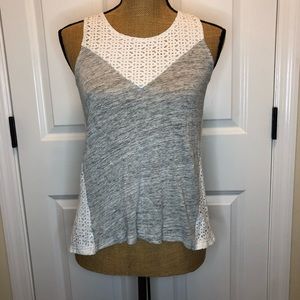 J. Crew White Eyelet and Gray Tank size Small